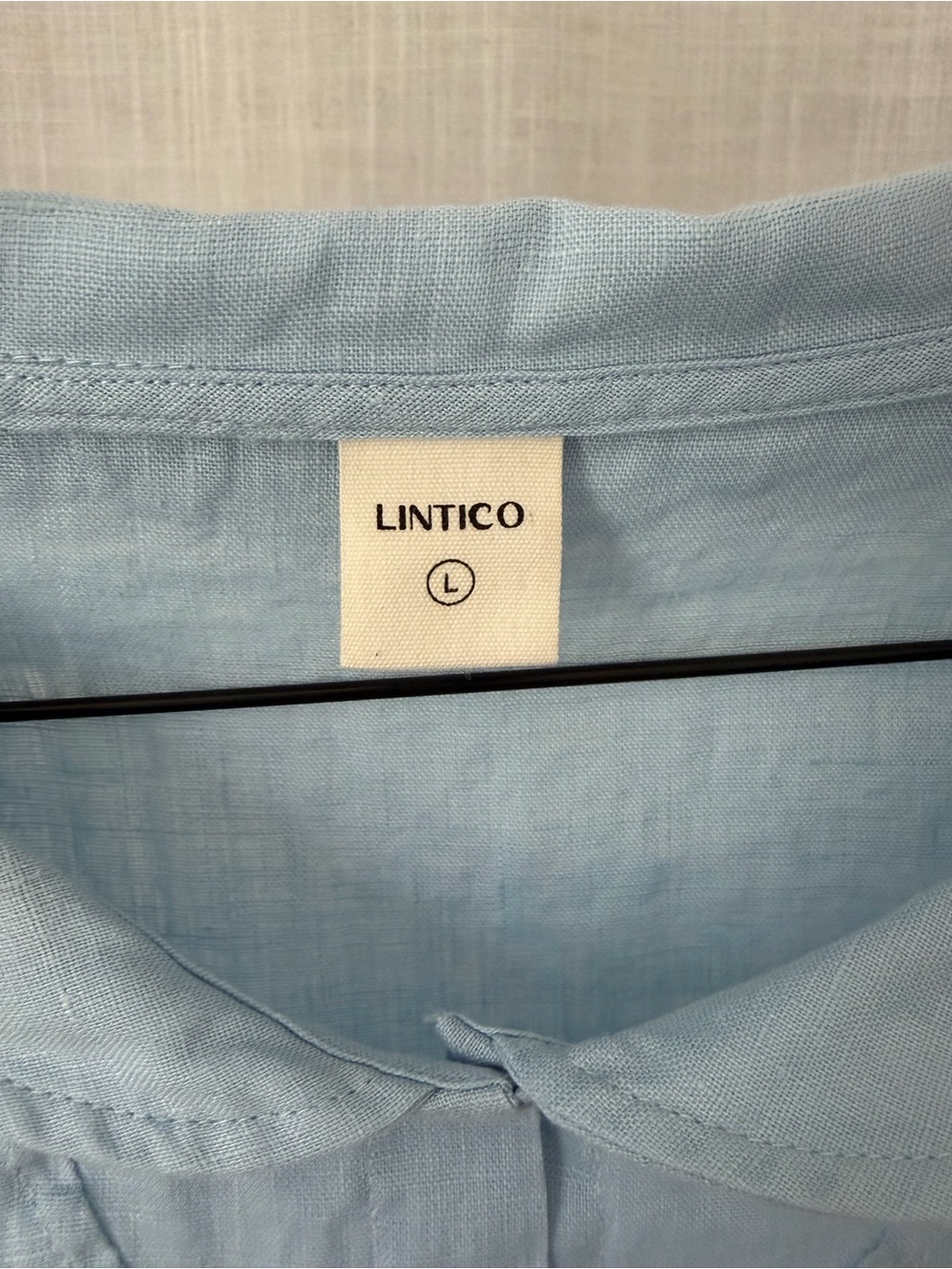 100% Linen Lintico Light Blue Women's  V-Neck Top - Picture 7 of 7